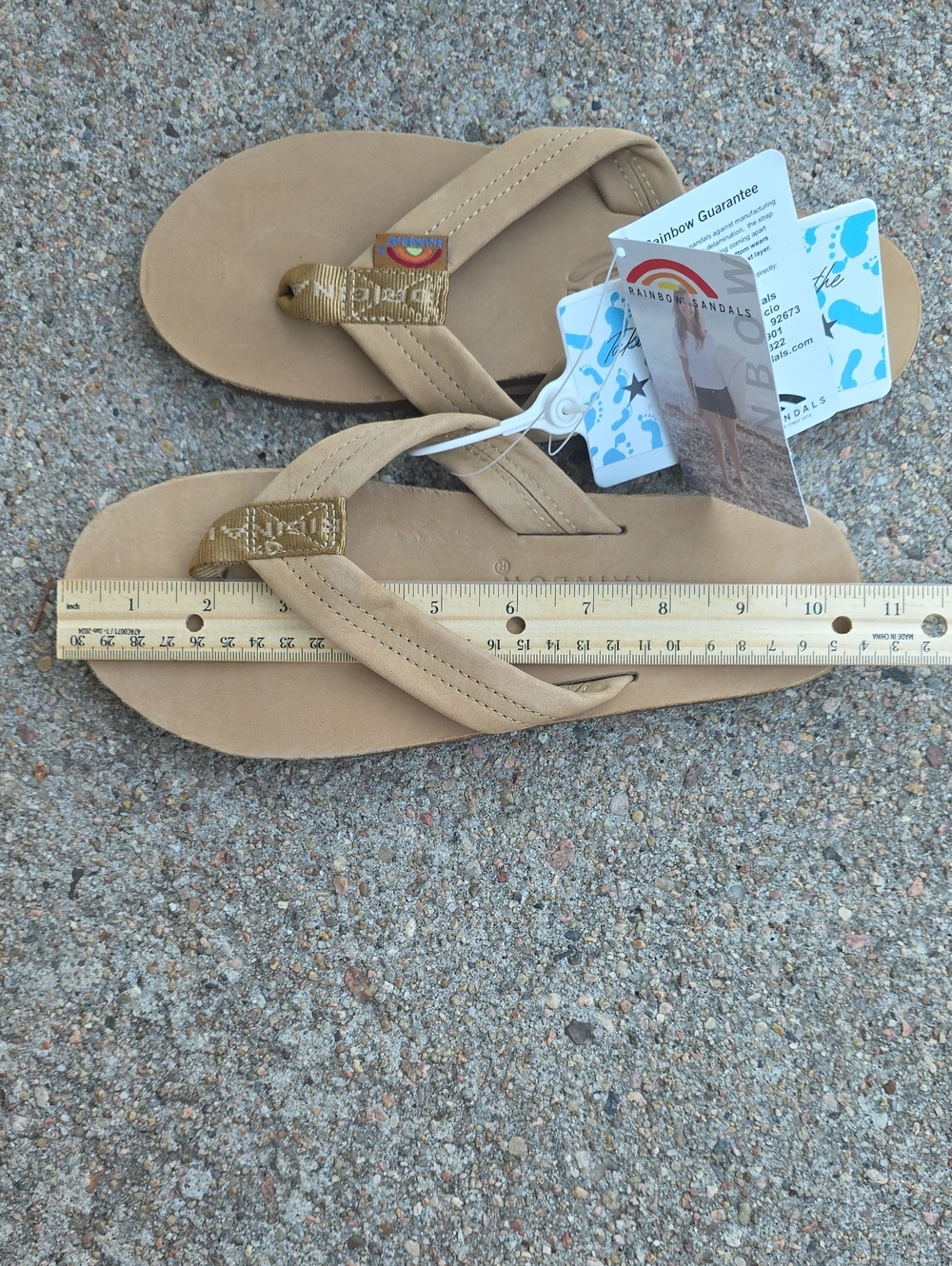 NWT Rainbow 301 ALTS Leather Sierra Brown Single Arch Flip Flops - Picture 9 of 11